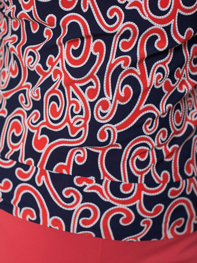 Блуза "Асса" 5ВП256-о-тскр орнамент/т.син-красный