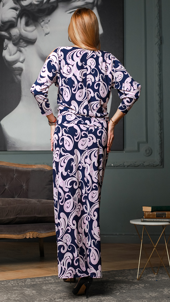 Платье "Исида" 6ВП2145-а-тср т.синий/вензель-розовый
