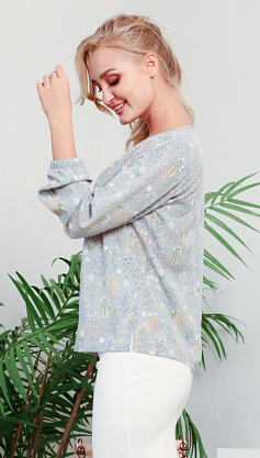 Блуза "Аиша" 5ВП8333-ц полевые/цветы-серый
