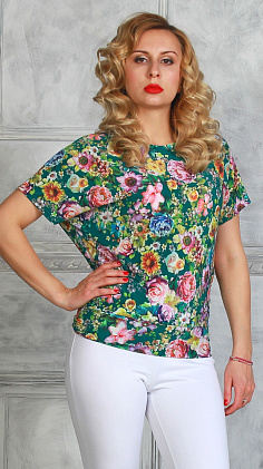 блуза "Асса" 5256 флора/кипарис