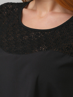 Блуза "Латте" 5ВП189191-ф-черн фактурн/кружево/черный