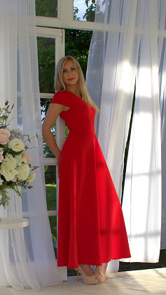 Платье "Августа" 68216 водолаз красный