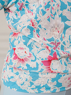 Блуза "Асса" 5ВП256-ц-гол цветы/голубой