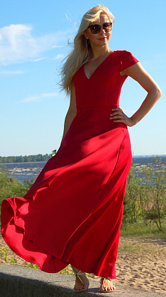 Платье "Августа" 68216 водолаз красный