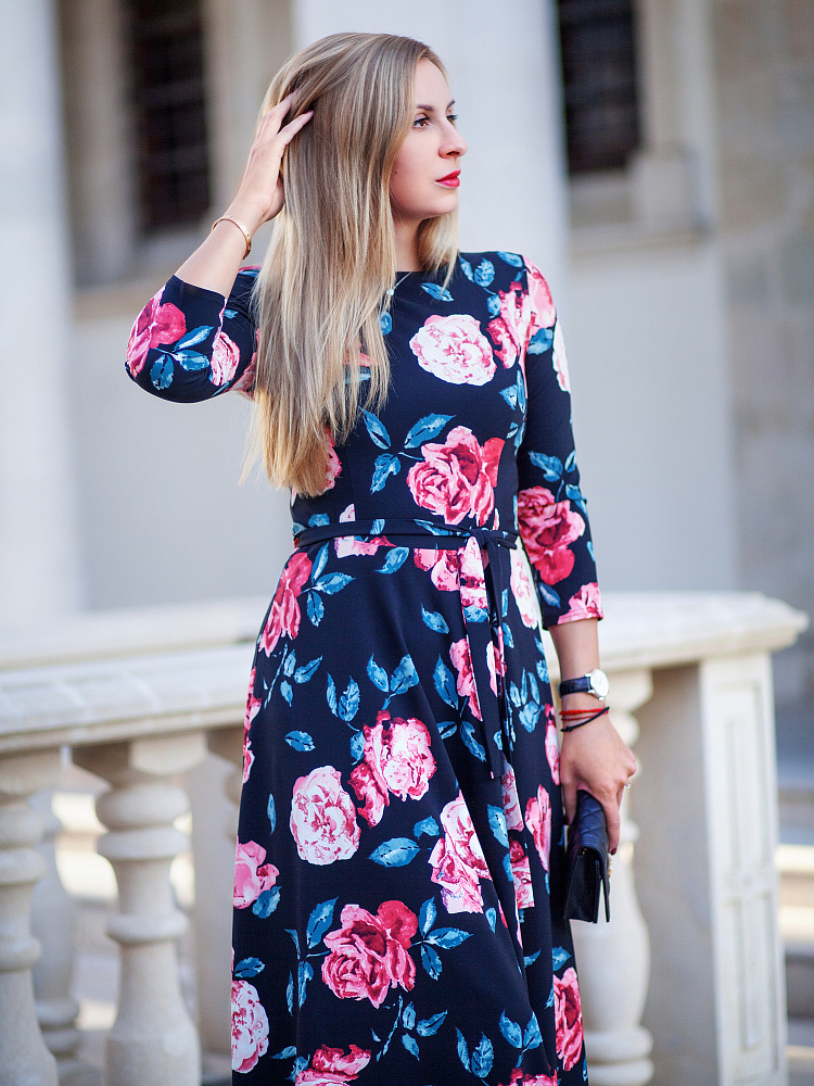 Платье "Лаура" 6ВП807-3-9-ц-макси розы/черный