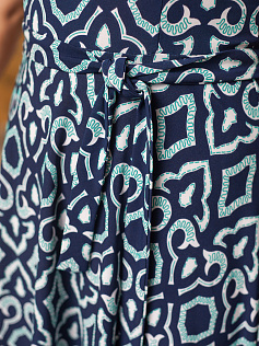 Платье "Лаура" 6ВП207-2-9-миди-о-тсз орнамент/т.син-зеленый