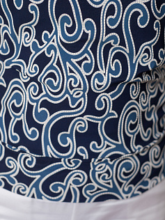 Блуза "Асса" 5ВП256-о-тсн орнамент/т.син-ниагара