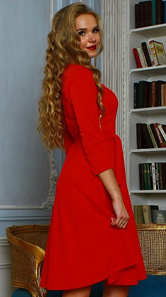 Платье "Лаура" 6807-4-9 миди петек красный