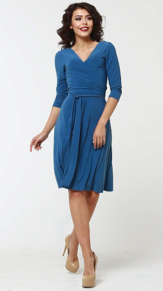 Платье "Агния" 61215-4-миди серо-голубой