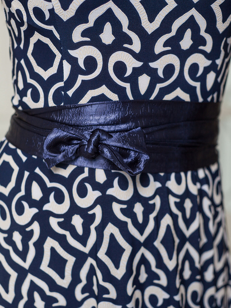 Платье "Лаура" 6ВП207-2-9-макси-о-тсб орнамент/т.син-беж